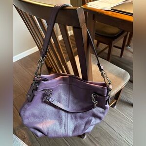 Coach metallic pebble grain leather purse, dark lavender! Great condition!